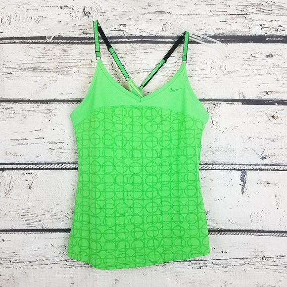 Nike Lime Green drifit workout top circle pattern - Picture 1 of 4